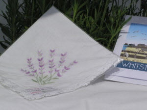 Hankerchief - embroidered with Lavender Flower x 1