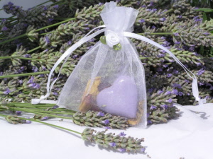 Lavender mini Heart shaped Soap in Organza Bag