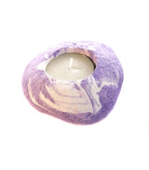 Whitstable Lavender Stone Shaped Plaster Candle Holder